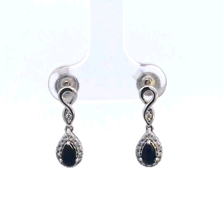 14KW Pear Sapphire and Diamond Drop Earrings
