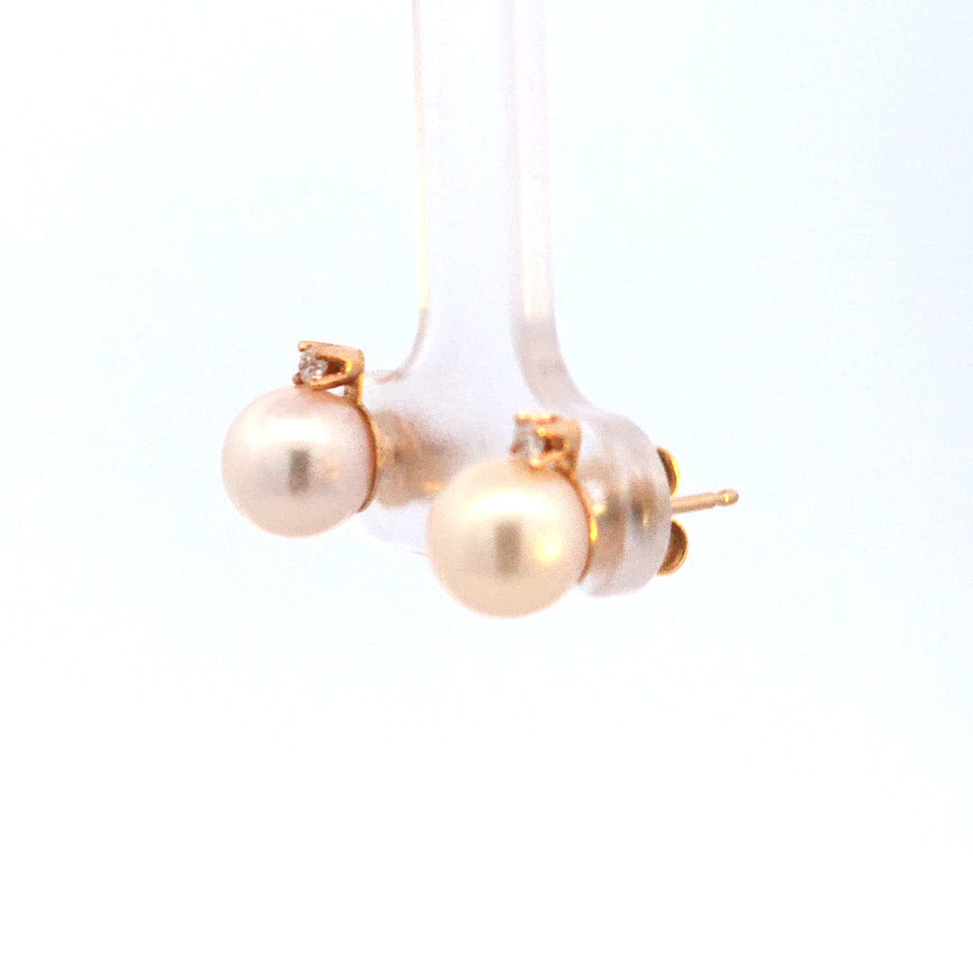 14Y Cultured Pearl and Diamond Earrings