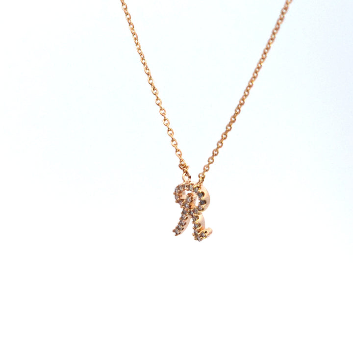 10KY Diamond Initial R Necklace