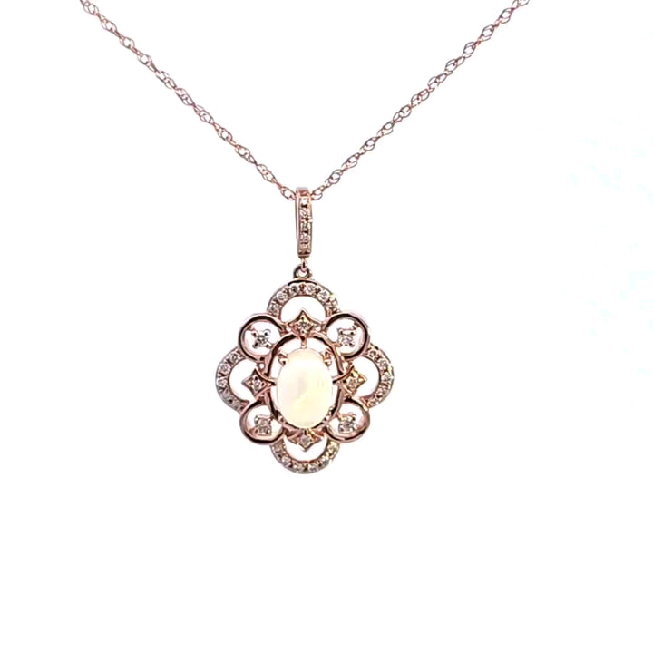 14KR Opal and Diamond Pendant