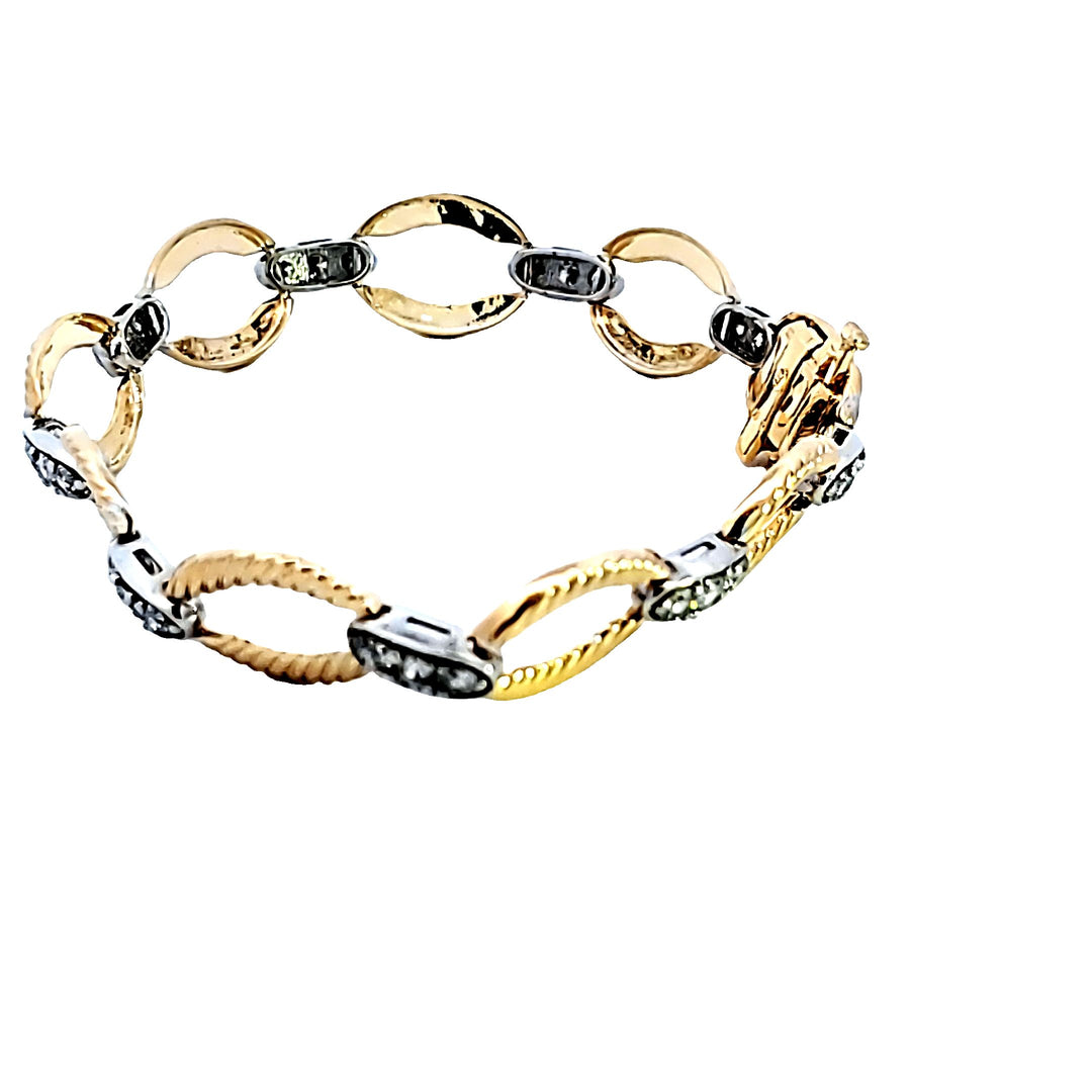 14KTT Diamond Link Bracelet