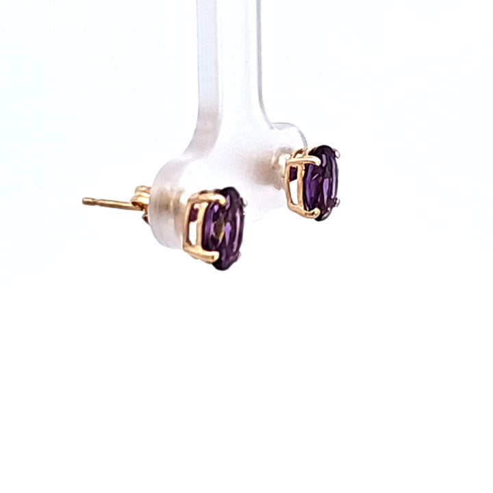 14KY Oval Amethyst Stud Earrings