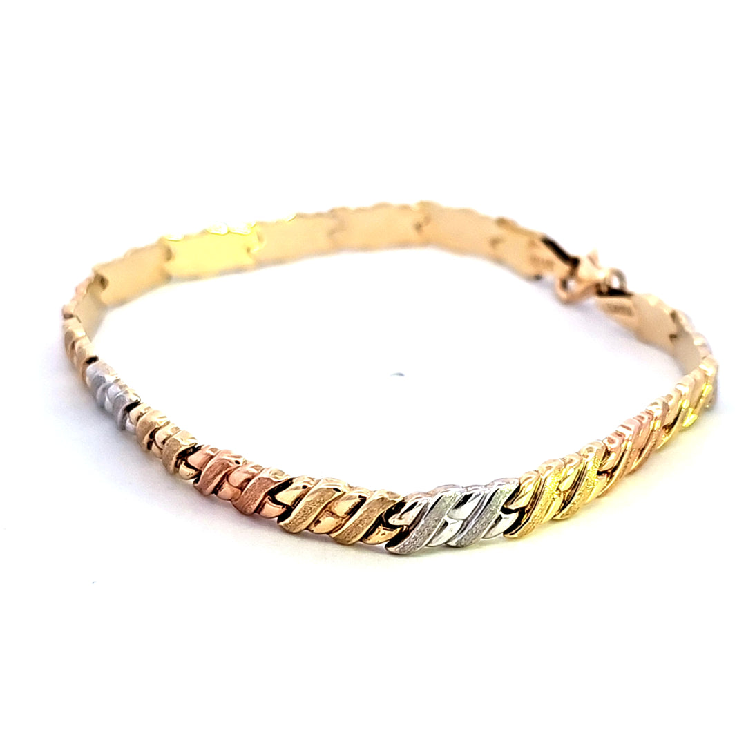 14K Tri-Color Link Bracelet