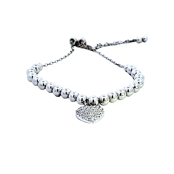 Sterling Silver CZ Heart Dangle Bracelet