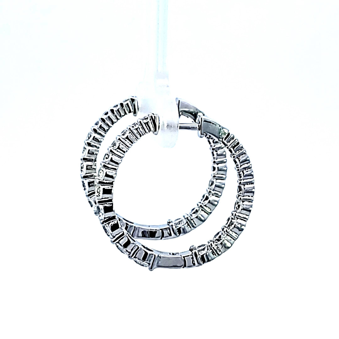Sterling Silver and Platinum CZ Graduated Round Hoop Earrings