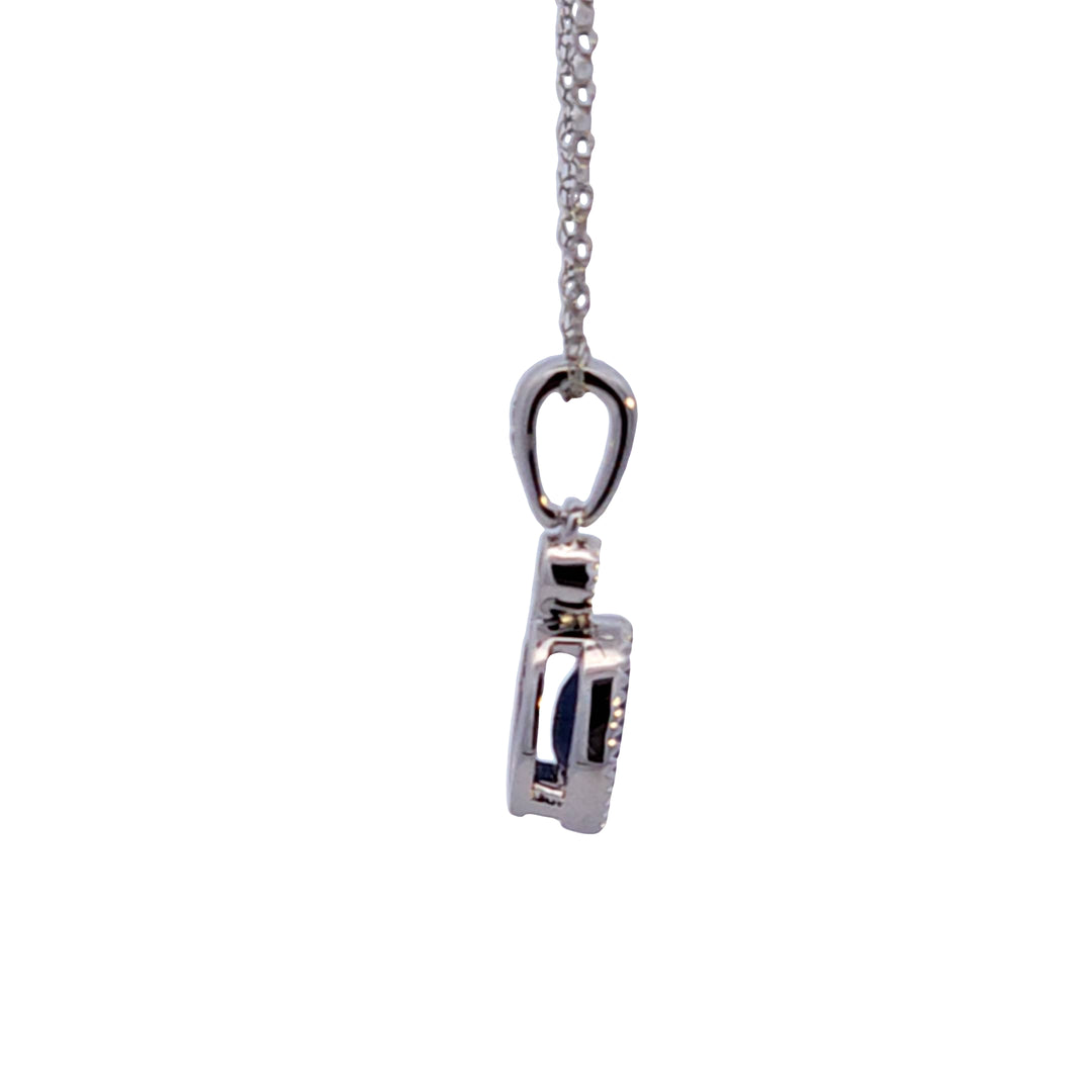 14KW Oval Sapphire and Diamond Pendant
