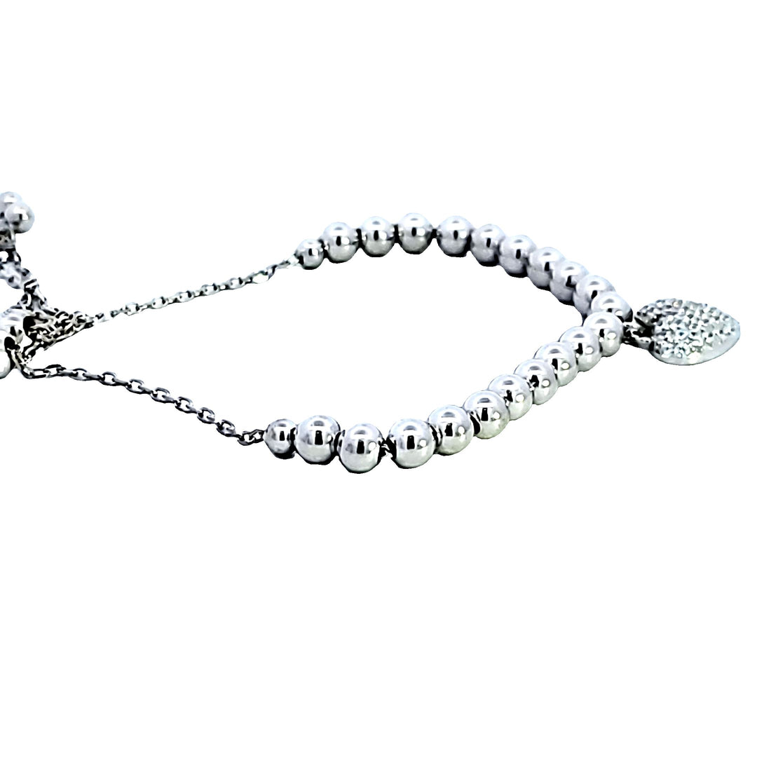 Sterling Silver CZ Heart Dangle Bracelet