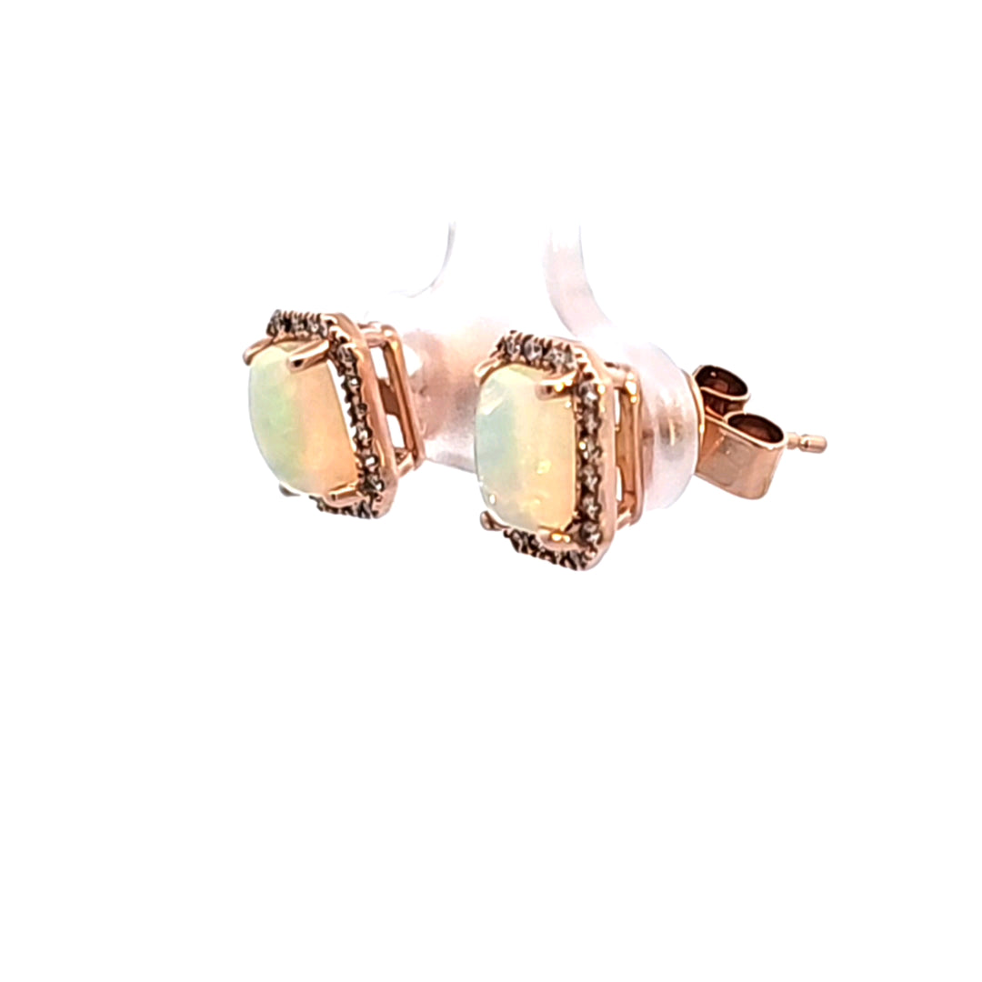 14KR Opal and Diamond Earrings
