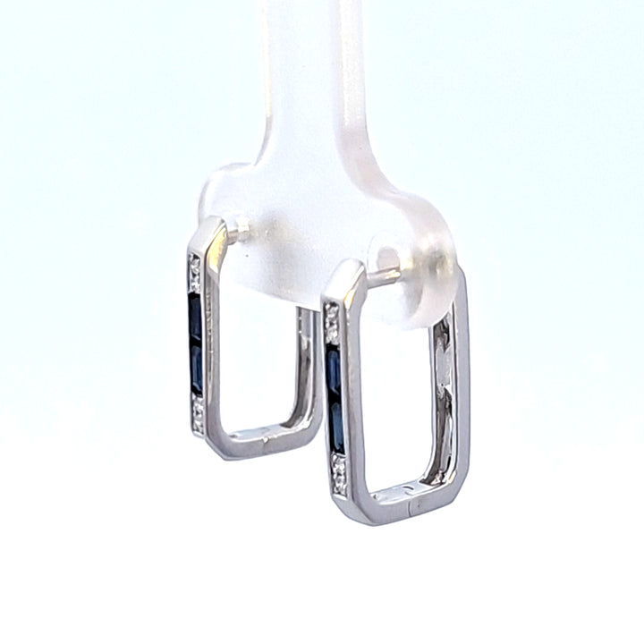 14KW Sapphire and Diamond Hoop Earrings
