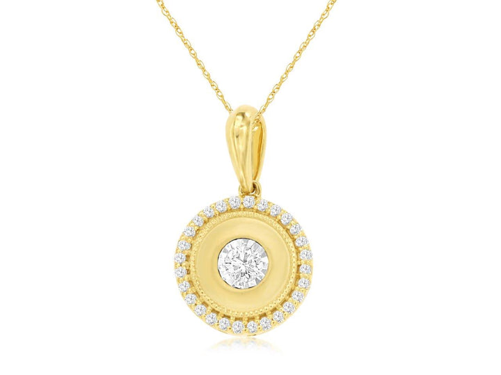 14KY Diamond Disc Pendant Necklace