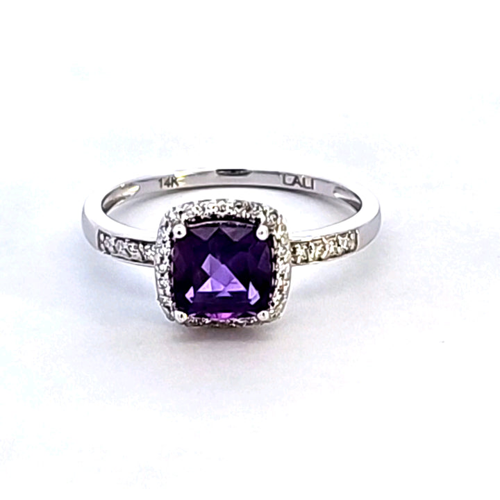 14KW Amethyst and Diamond Ring