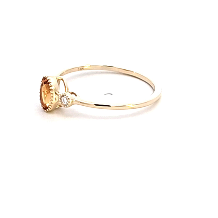 14KY Oval Citrine and Diamond Ring