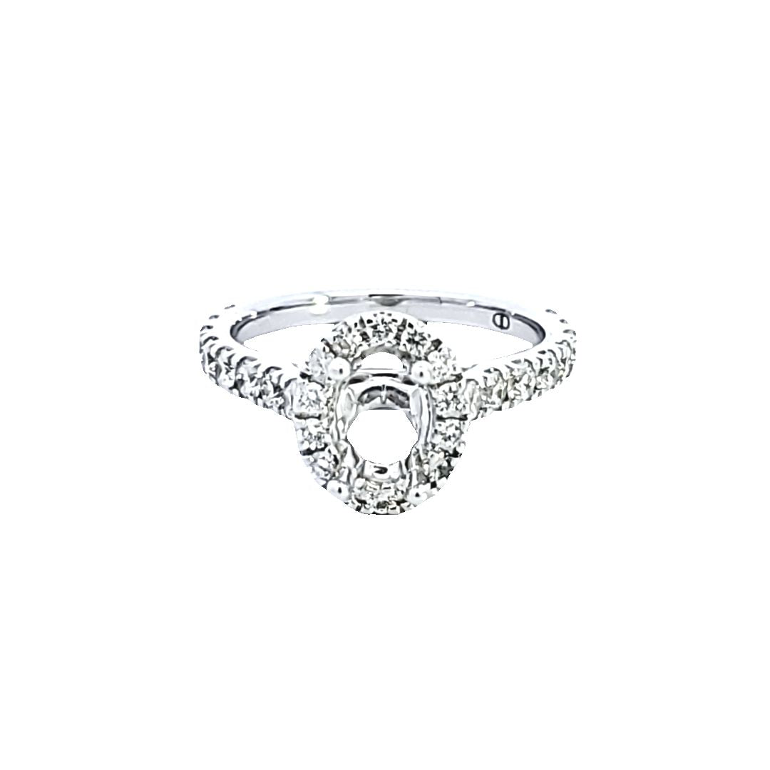 14KW Diamond Halo Semi Mount Engagement Ring