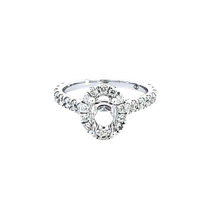 14KW Diamond Halo Semi Mount Engagement Ring
