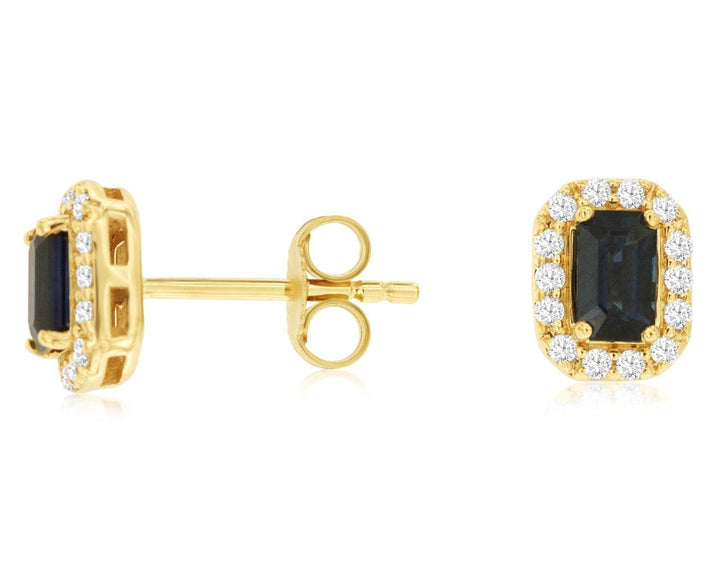 14KY Blue Sapphire and Diamond Earrings