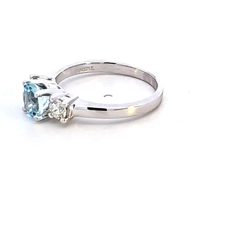 14KW Aquamarine and Diamond Ring