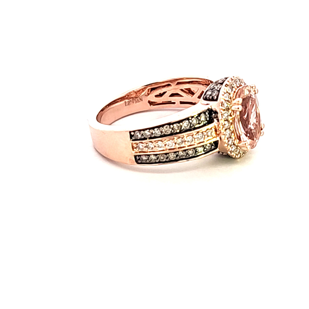 14KR Morganite and Diamond Estate Ring