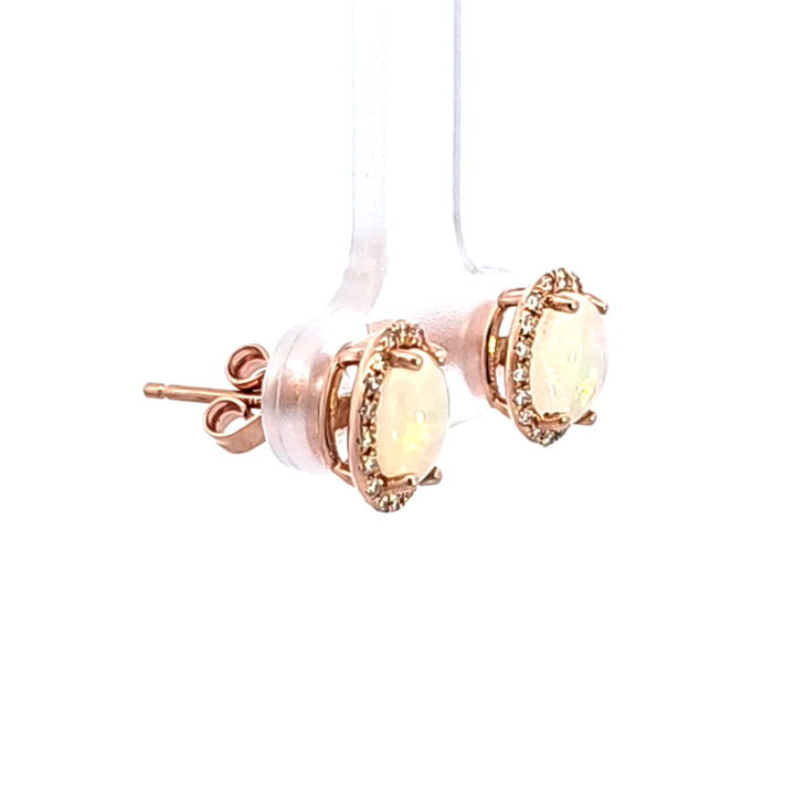 14KR Opal and Diamond Earrings