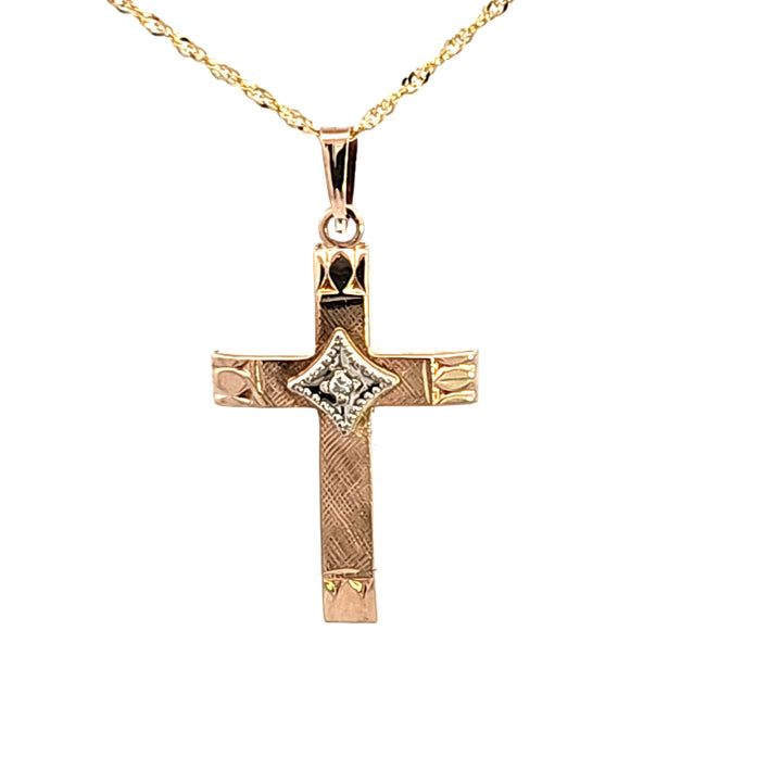 14KY Diamond Cross Pendant