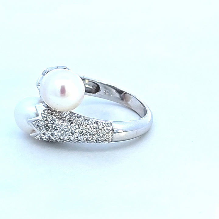 14KW Pearl and Diamond Estate Ring