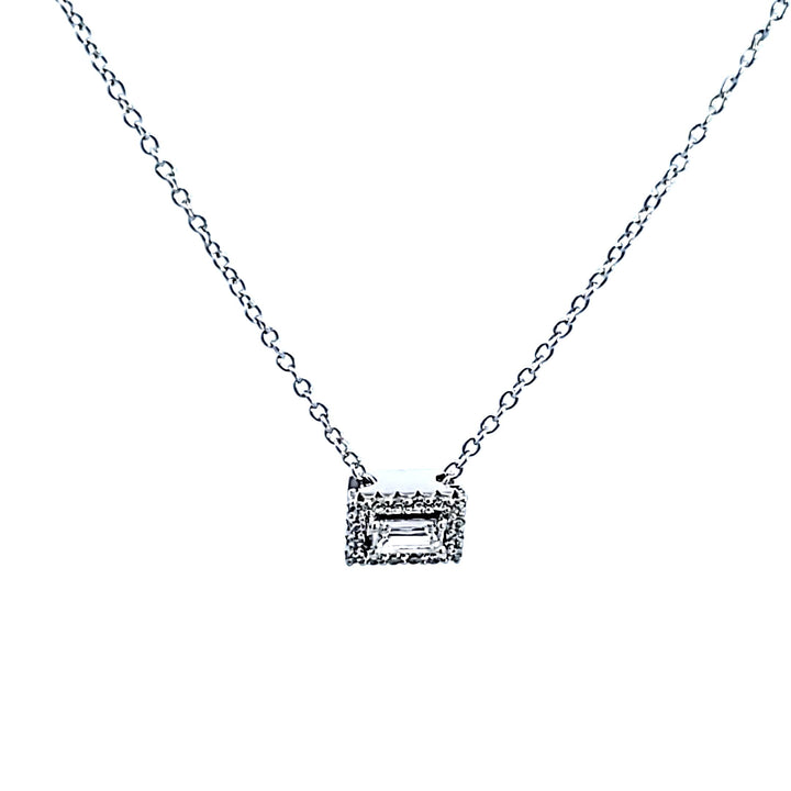 Sterling Silver and Platinum Baguette CZ Necklace
