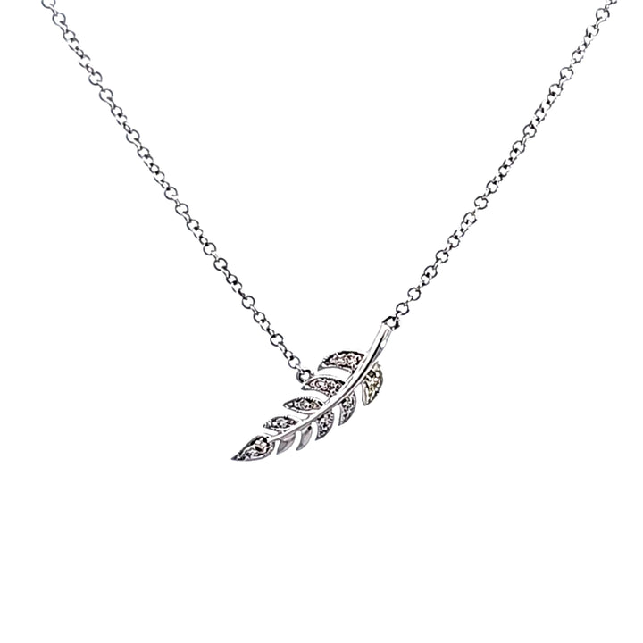 14KW Diamond Leaf Pendant Necklace
