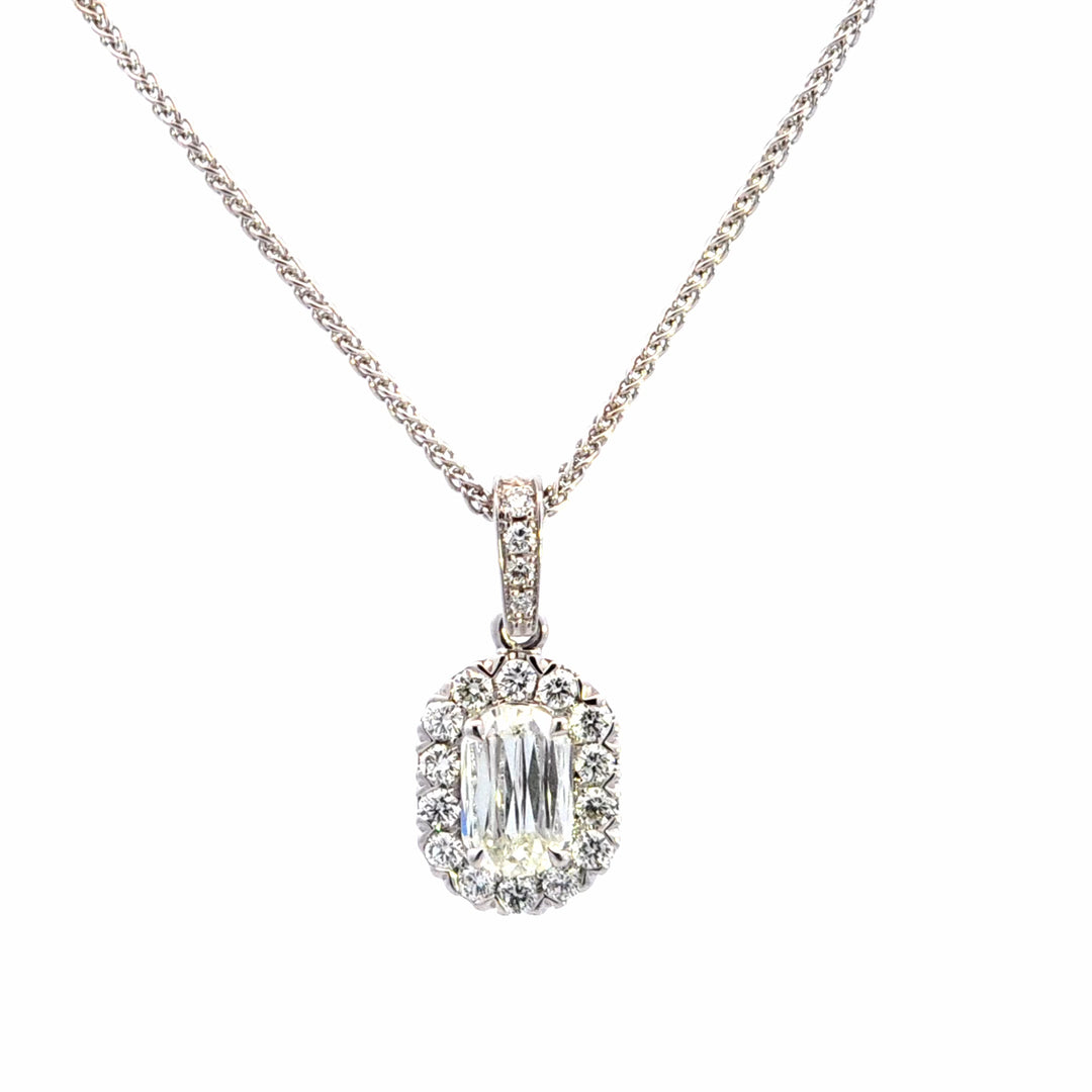 14KW Crisscut Classic Diamond Pendant Necklace