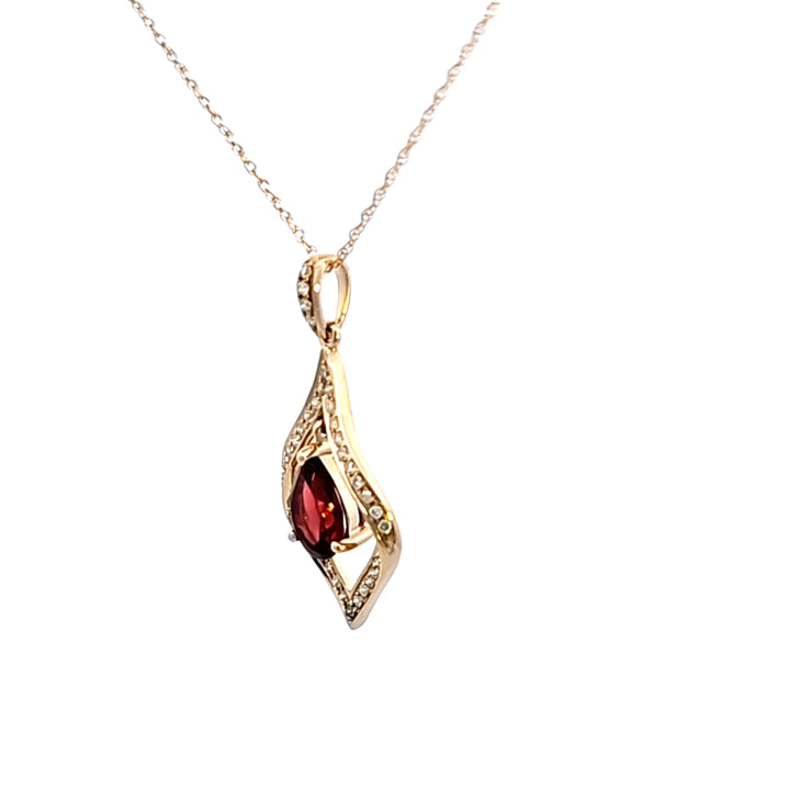14KY Garnet and Diamond Pendant