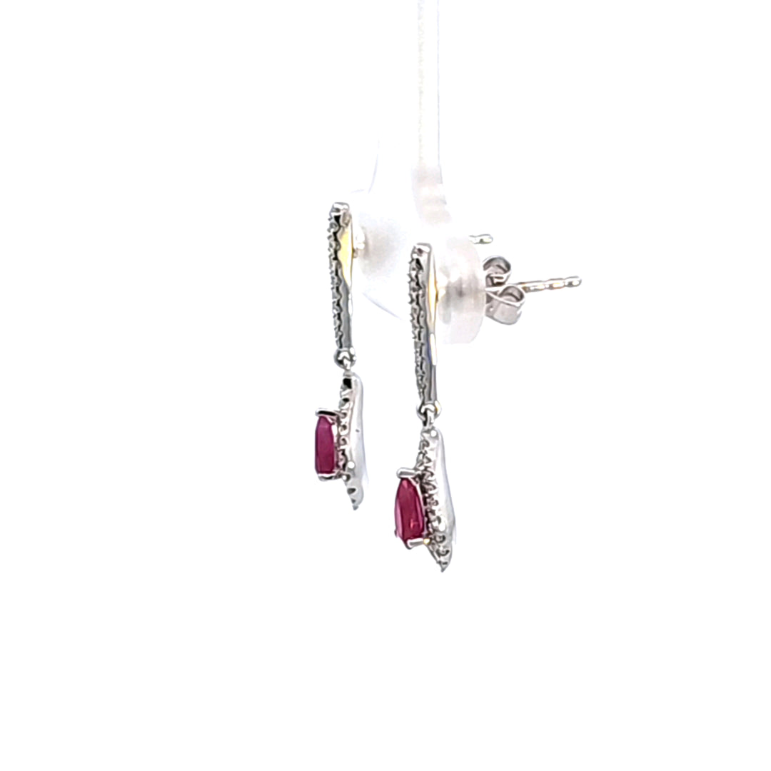 14KW Ruby and Diamond Drop Earrings