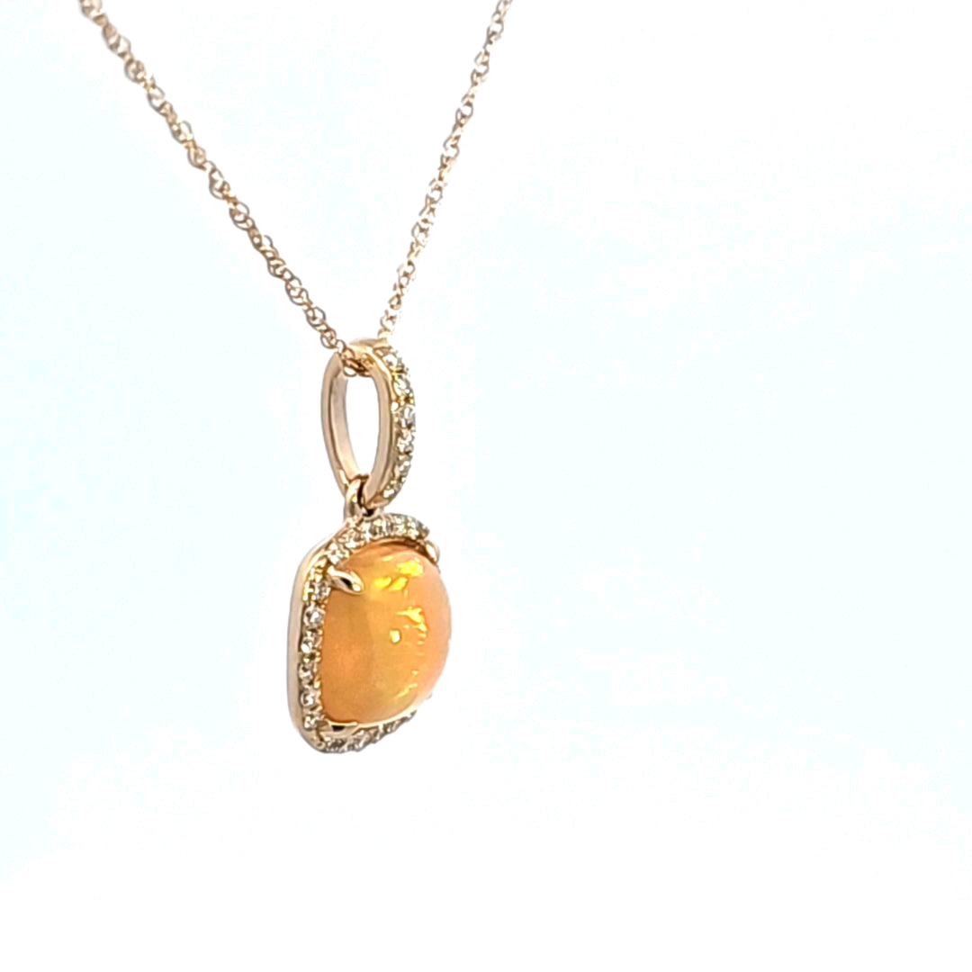 14KY Opal and Diamond Pendant