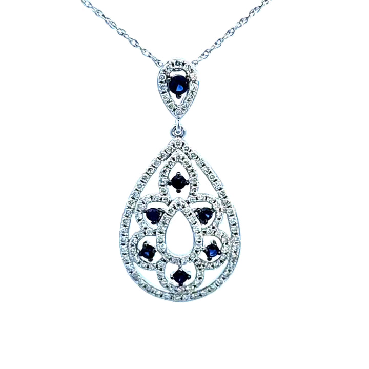 14KW Diamond and Sapphire Pendant