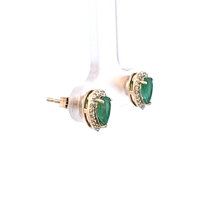 14KY Pear Emerald and Diamond Earrings