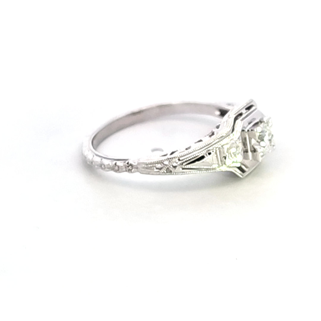 18KW Diamond Estate Ring
