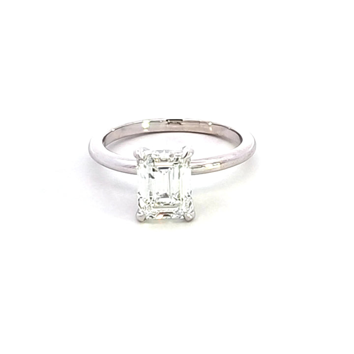 14KW Emerald Cut Lab Grown Solitaire Engagement Ring
