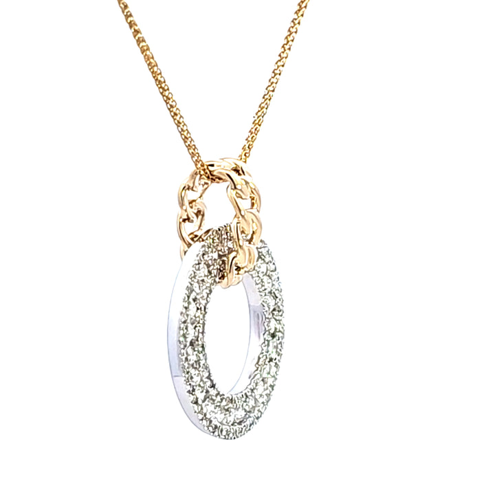14KTT Diamond Circle Pendant