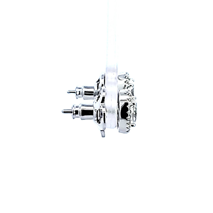Sterling Silver and Platinum Oval Cubic Zirconia Earrings