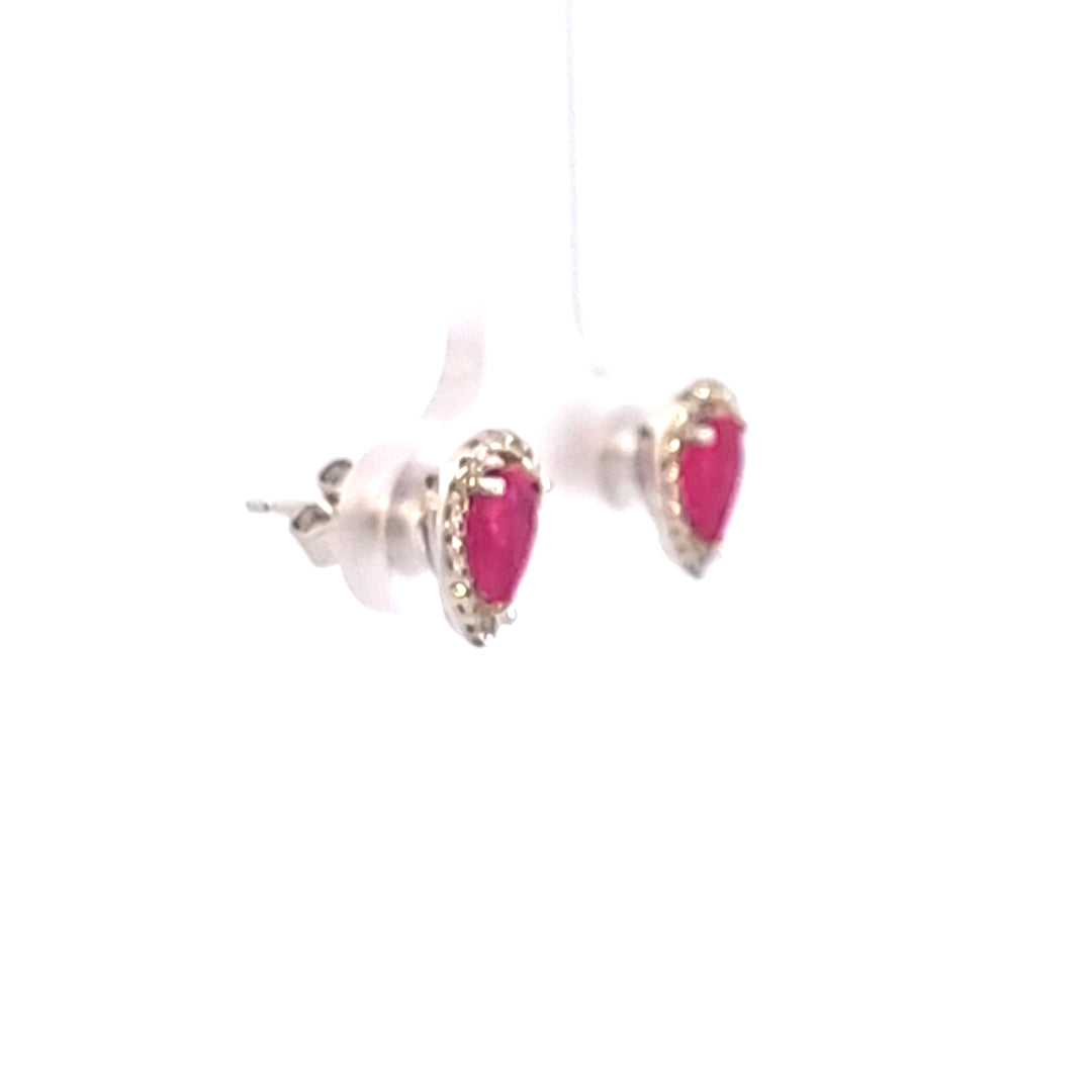 14KW Pear Ruby and Diamond Earrings