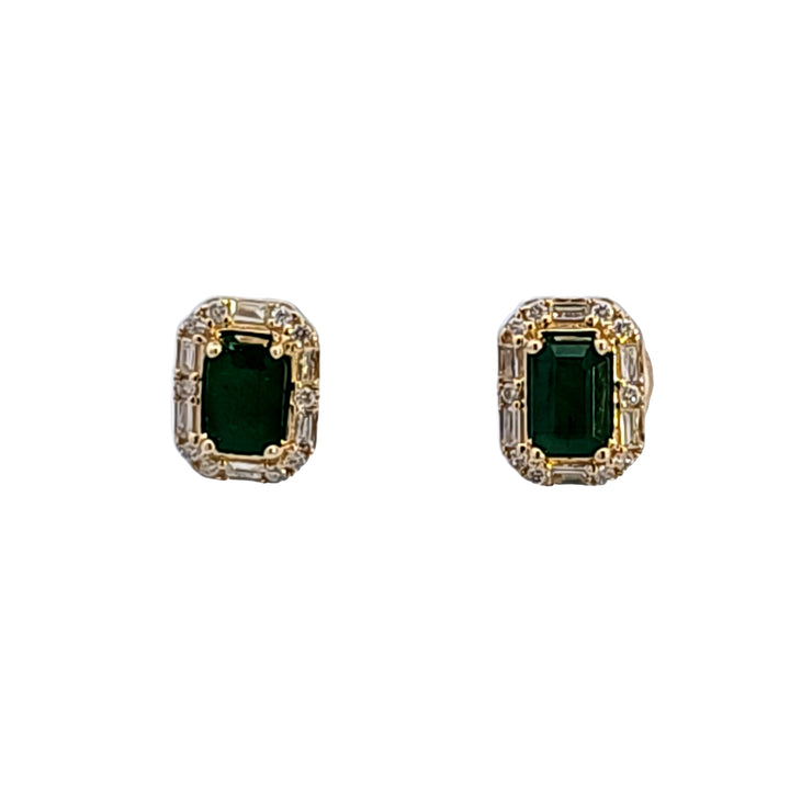 14KY Emerald and Diamond Earrings