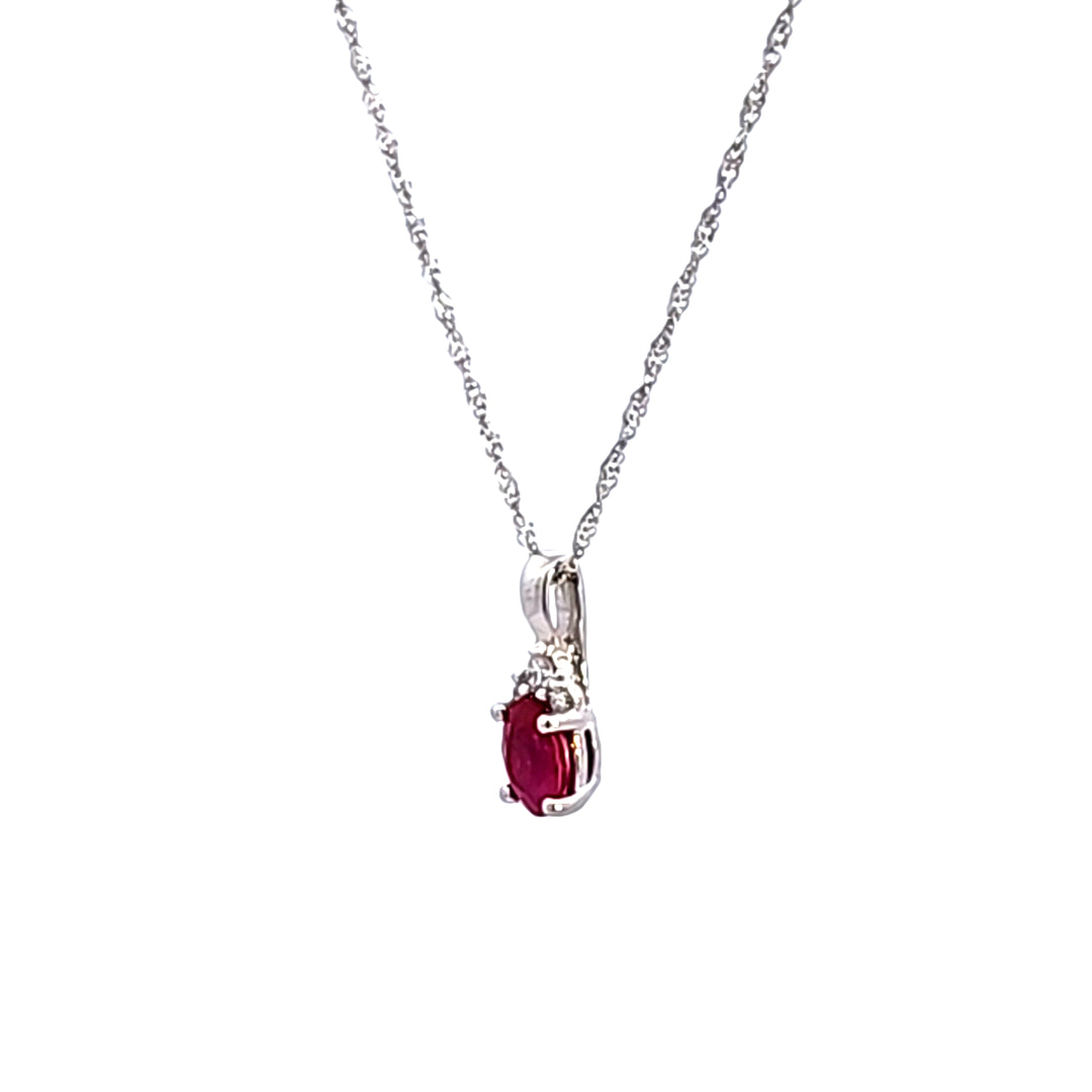 14KW Oval Ruby and Diamond Pendant