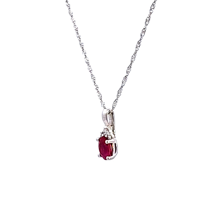 14KW Oval Ruby and Diamond Pendant