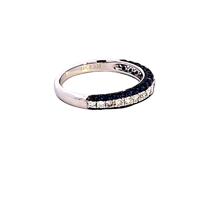 14KW Diamond and Sapphire Wedding Band