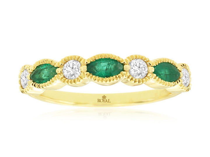 14KY Emerald and Diamond Fashion Ring