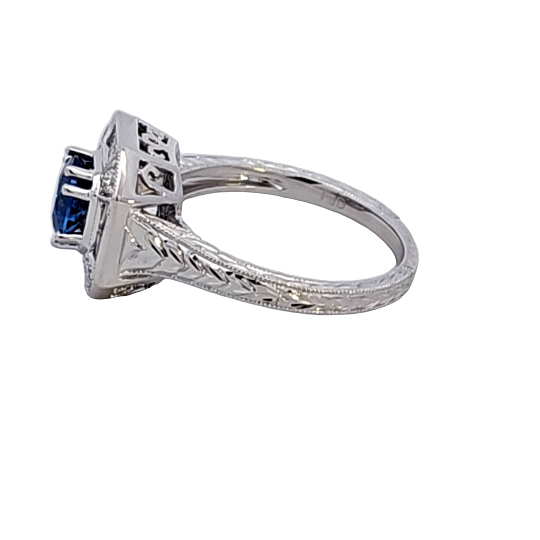 14KW Sapphire and Diamond Engagement Ring