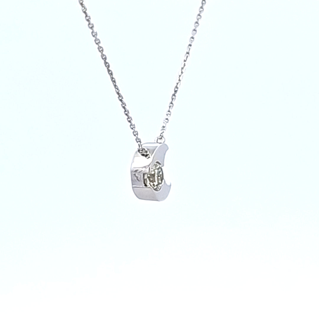 18KW Hearts On Fire Charmed Half Moon Diamond Necklace