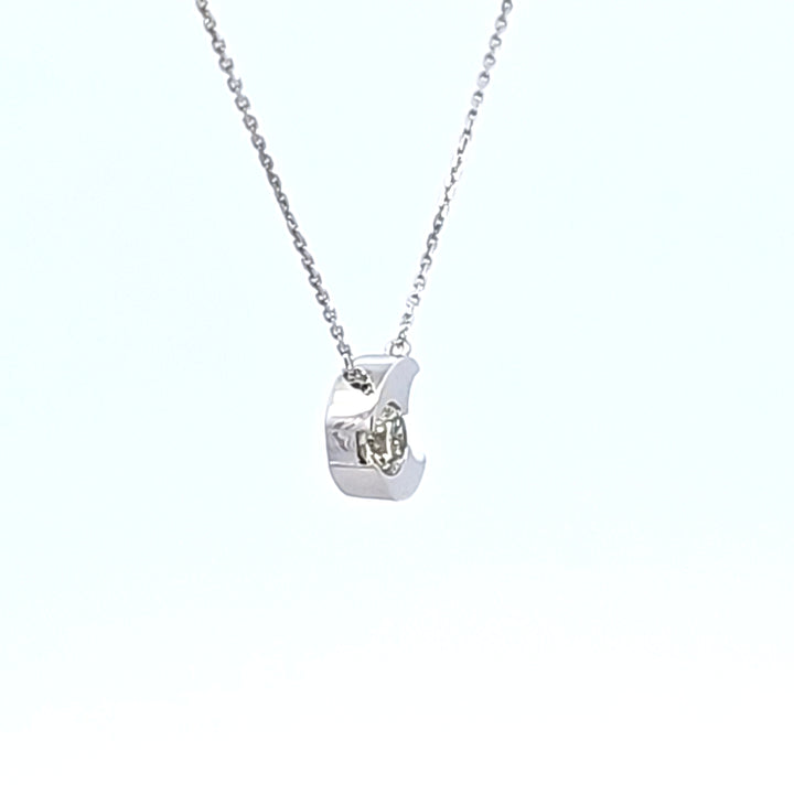 18KW Hearts On Fire Charmed Half Moon Diamond Necklace