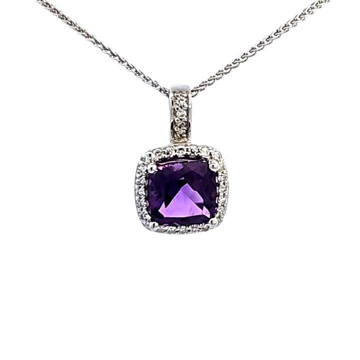 14KW Amethyst and Diamond Pendant