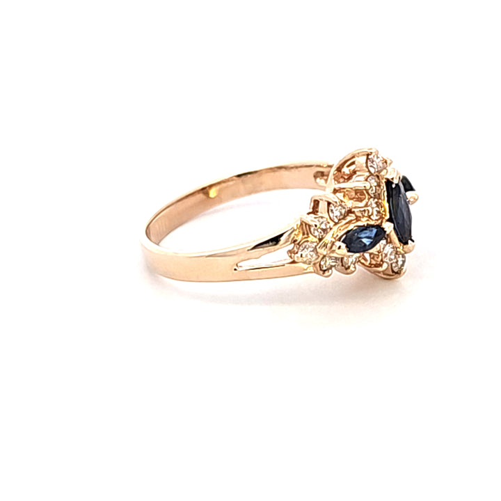 14KY Marquise Sapphire and Diamond Estate Ring