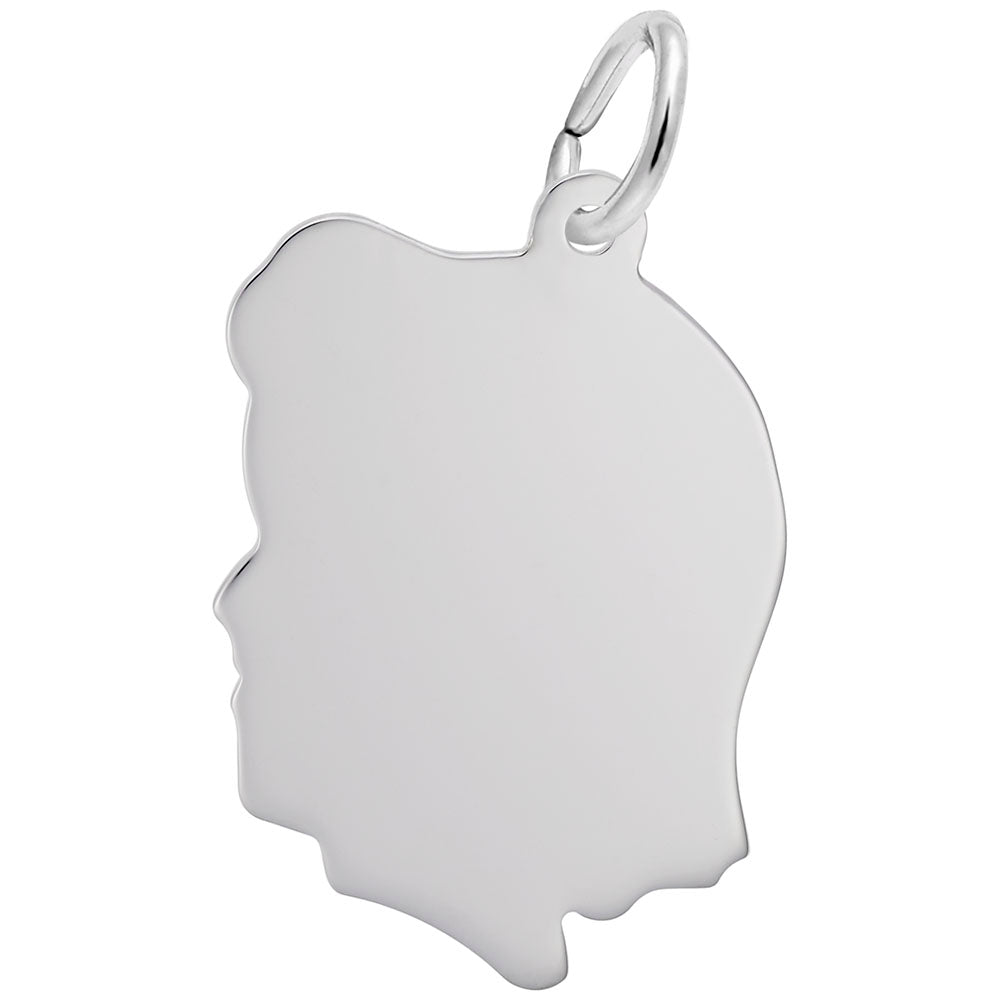 Sterling Silver Girl Head Charm