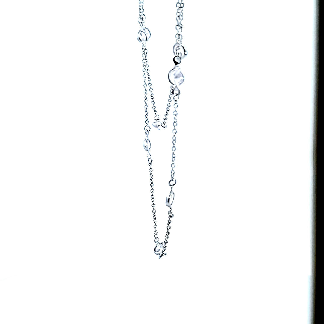 Sterling Silver and Platinum CZ Bezel Station Necklace