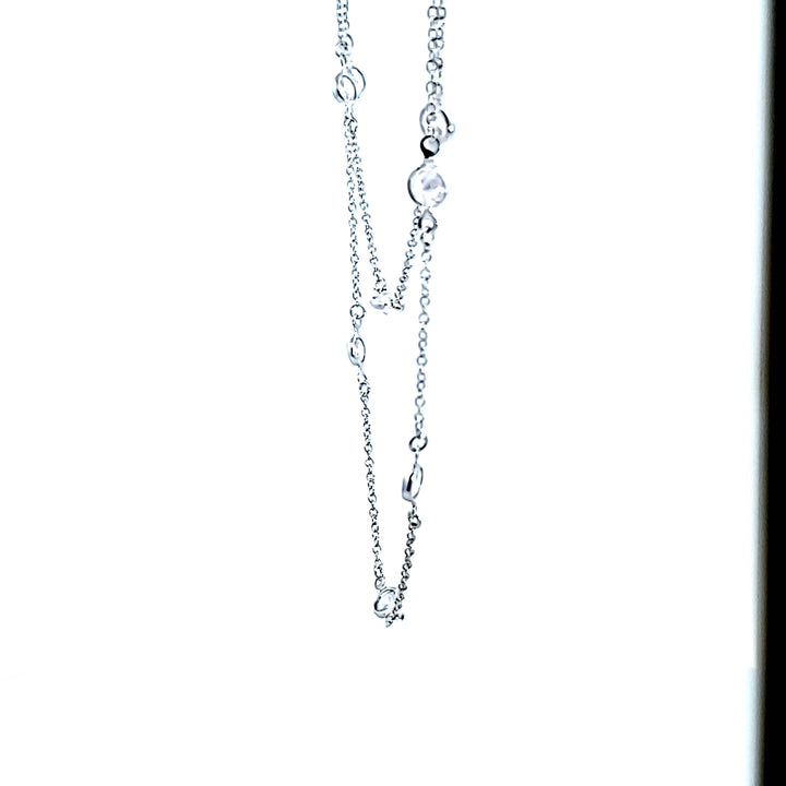 Sterling Silver and Platinum CZ Bezel Station Necklace